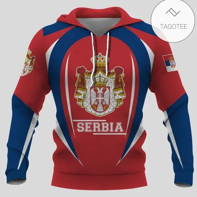 Serbia 3D hoodie National Flag Emblem Zipper Hoodie