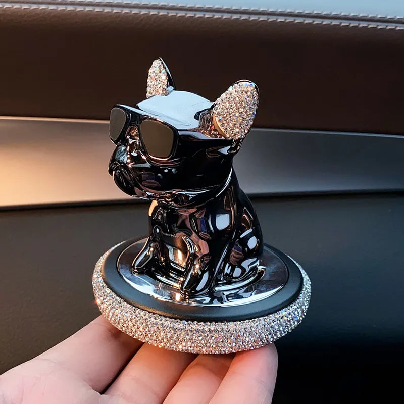 Car Ornament Metal Shake Head French Bulldog Diamond