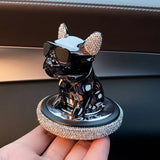 Car Ornament Metal Shake Head French Bulldog Diamond