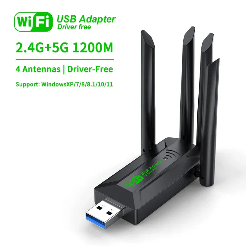 1200Mbps WiFi USB Adapter Dual Band 2.4G+5Ghz Wi-Fi