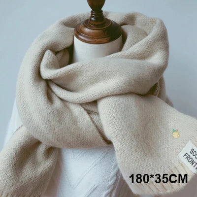 2022 Women Solid Cashmere Scarves Lady Winter Thicken