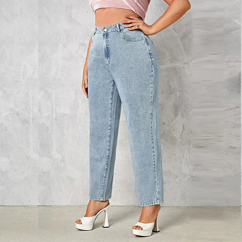 Plus Size Women Jeans Autumn Dark Blue 175cm