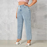Plus Size Women Jeans Autumn Dark Blue 175cm