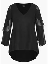 New Female Plus Size Casual Black Layered Ruffle