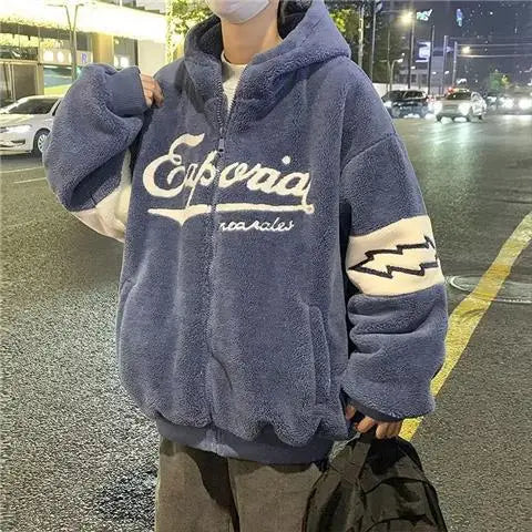 New lamb fleece jacket men autumn and winter