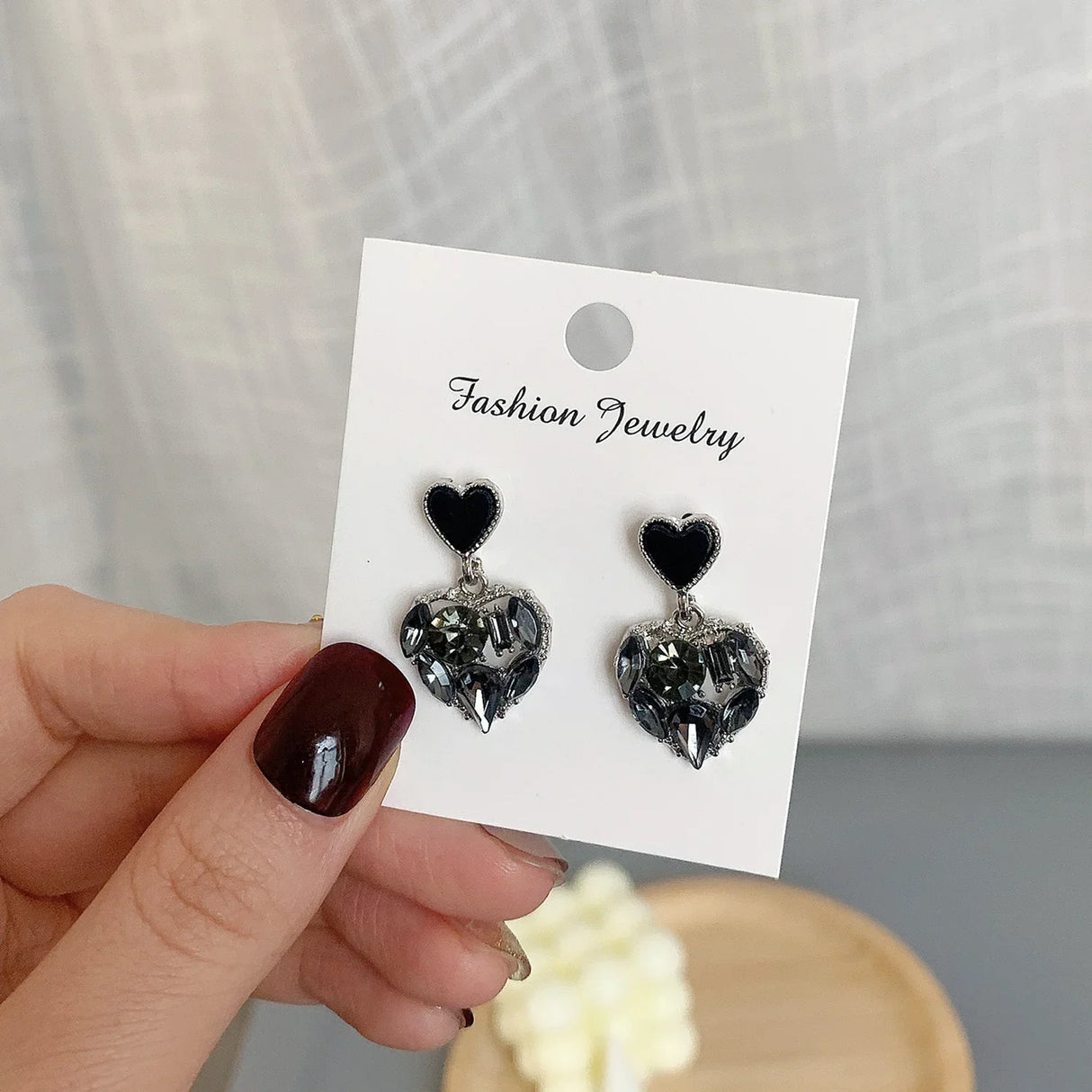 2023 New Trendy Crystal Love Heart Dangle Stud