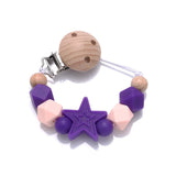 Baby Pentagram Silicone Beads Pacifier Chain Wooden Teether