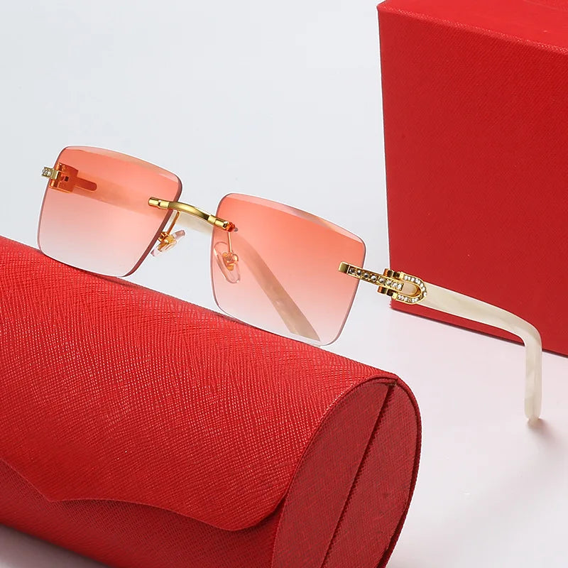 Luxury Brand Diamond Acetate Frame Square Sunglasses For