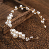 Bridal Sweet Headband Headpieces Banquet Pearls Headdress Simple