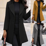 Womens Trench Coat Button Long Jacket Overcoat Winter