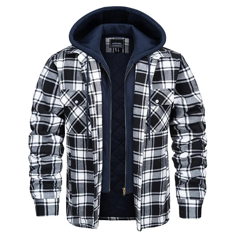 MAGCOMSEN Men's Flannel Shirt Jacket with Removable Hood