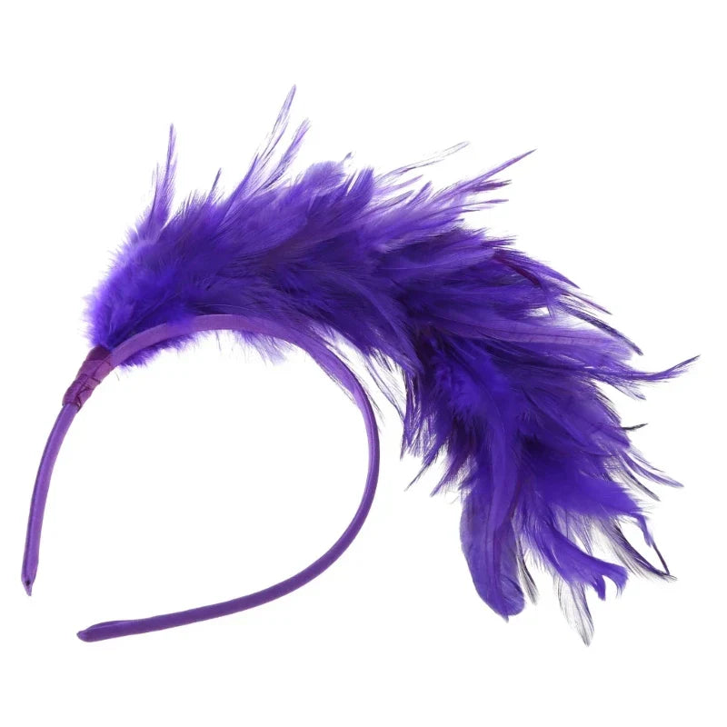 Feather Headband 1920s Mardi Gras Headband Flapper Feather