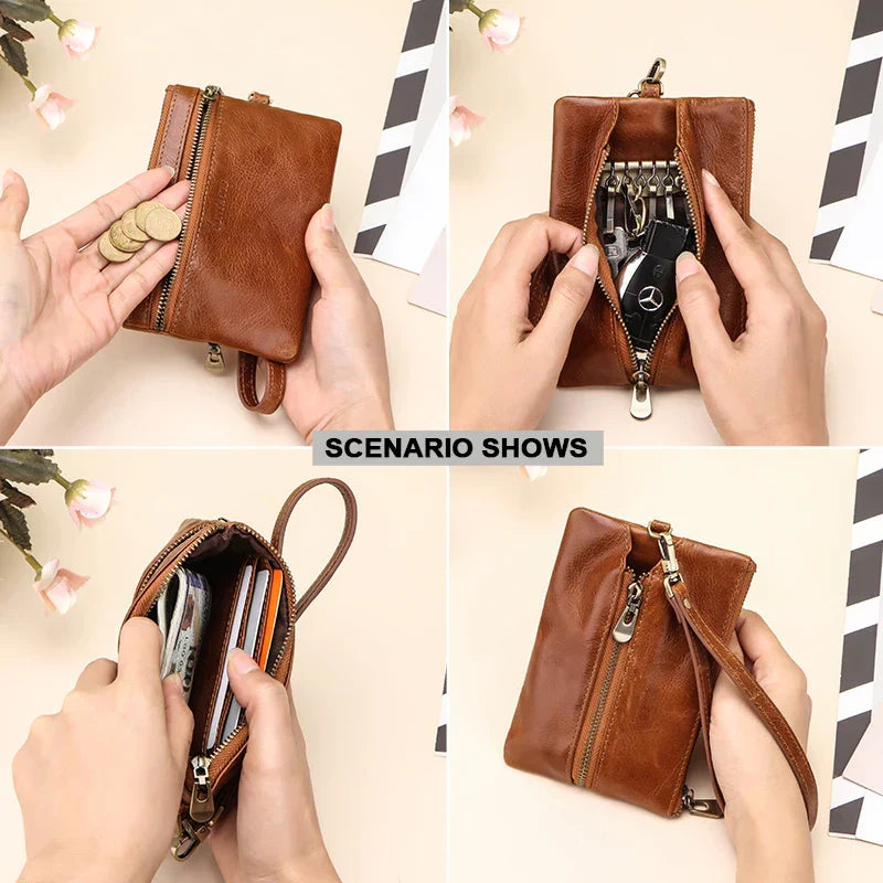 CONTACT'S Clutch Wallets for Women Genuine Leather Key Chains Card Holders Casual Women's Purses Female Bags Handbags Coin Purse