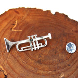 Musical Instrument Trumpet Brooch Pin Stainless Steel Mens