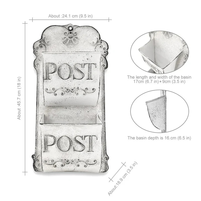 Outdoor Wall Mounted Mailbox Metal Letter Box French