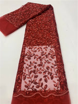 Green French Sequins Net Lace Fabric 2023 High