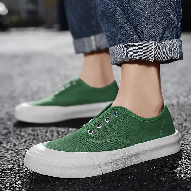 Men Canvas Shoes Fashion Solid Color Men Vulcanized