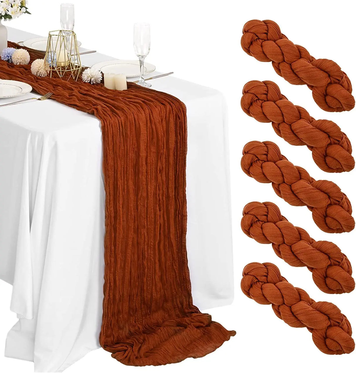 Crinkling Table runner gauze translucency doilies Holiday party