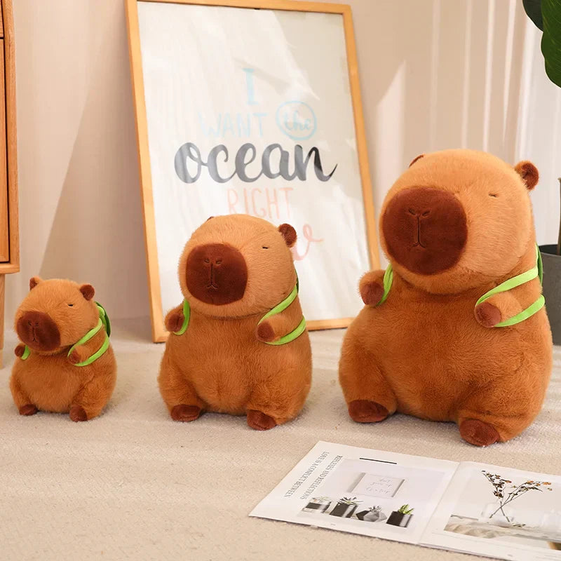 Cute Capybara With Backpack Plush Toys Sitting Lovely