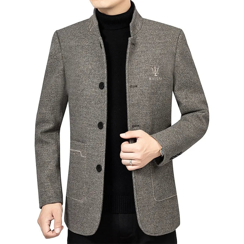 Men Business Casual Woolen Blazers Jackets Wool Suits