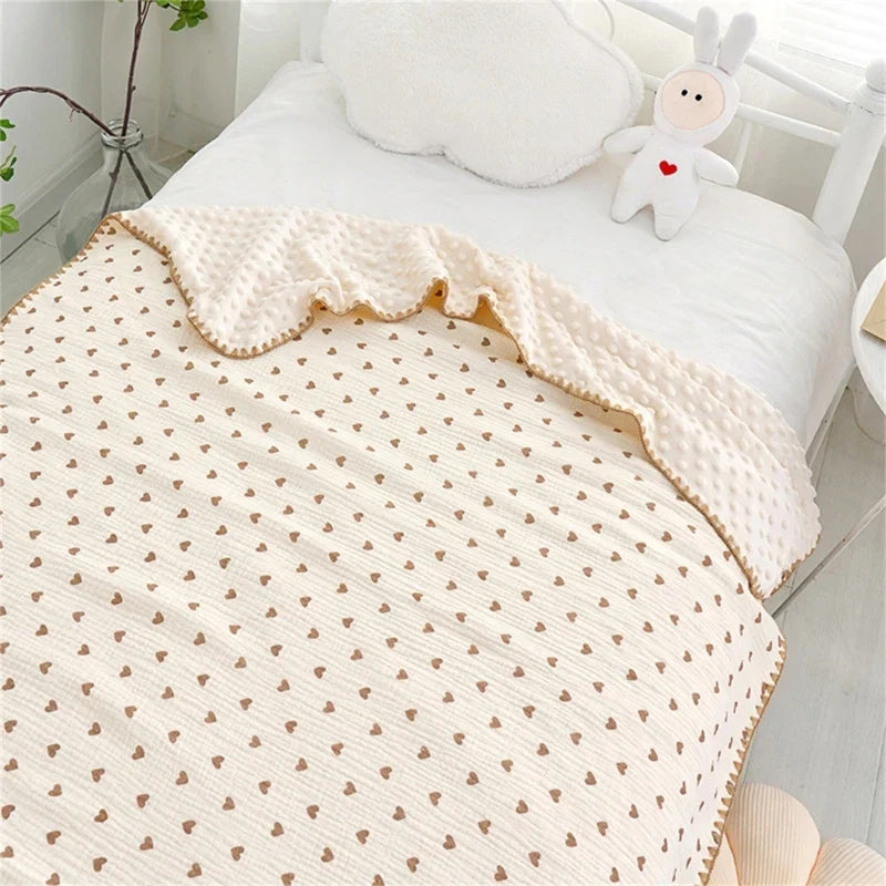 3D Minky Dot Baby Blanket Newborn Cotton Gauze