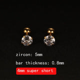 2PCS 4mm Short Ear Studs Earring Outside Upper