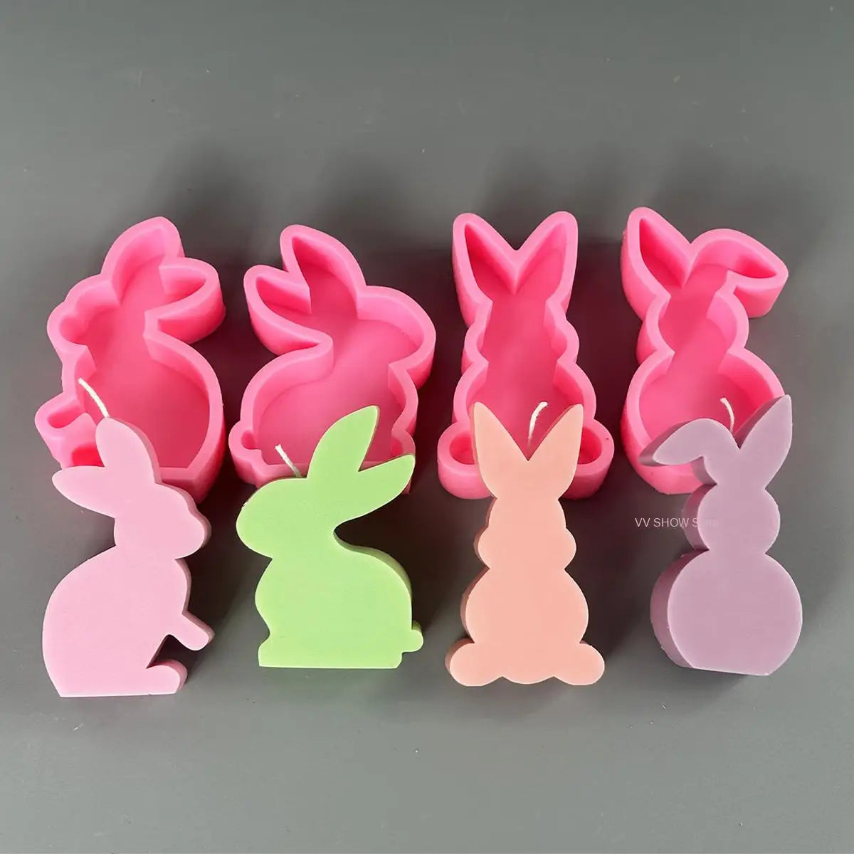 Cute Squatting Rabbit Silicone Mold 3D Animal Candle