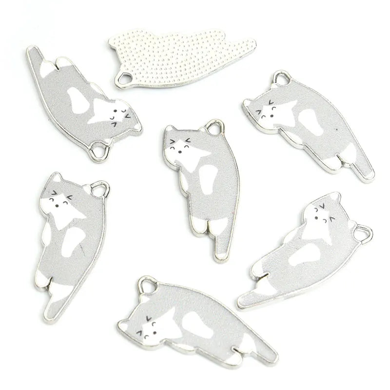 10pcs Kawaii Pet Kitten Enamel Charms for DIY