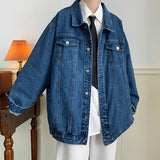 Plus Size 5XL-M Black Denim Jacket Mens Turn