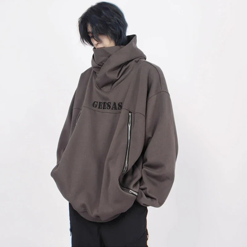 Japanese Streetwear Letter Embroidered Ninja Hoodies For Men