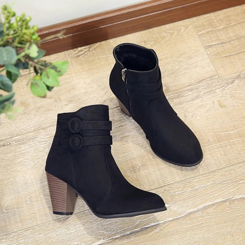 Retro Boots Women's Shoes 2023 New Square Heel