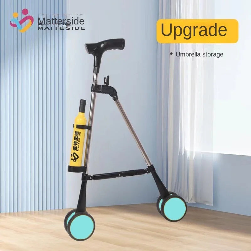 Elderly crutches with wheels Mobile folding crutches shopping