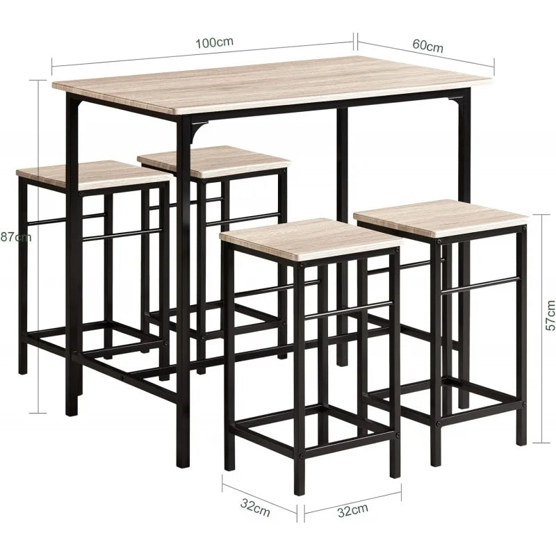 Haotian Bar Set-1 Bar Table and 4 Stools,