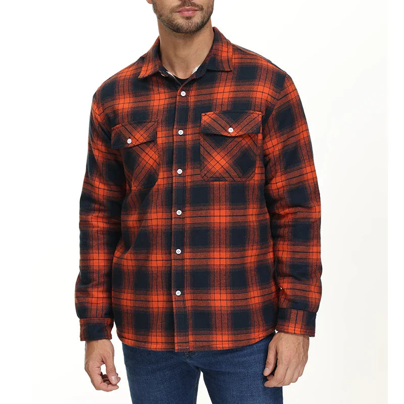 MAGCOMSEN Men's Fleece Plaid Flannel Shirt Jacket Button