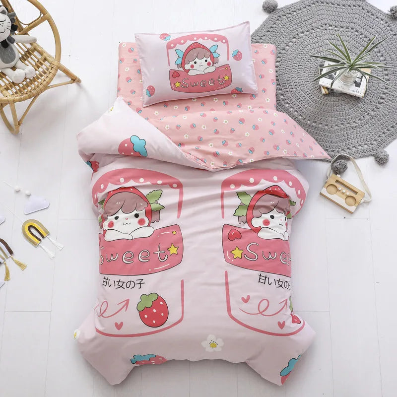 Children's Cotton Three-piece Set Kindergarten Nap Cartoon Bed