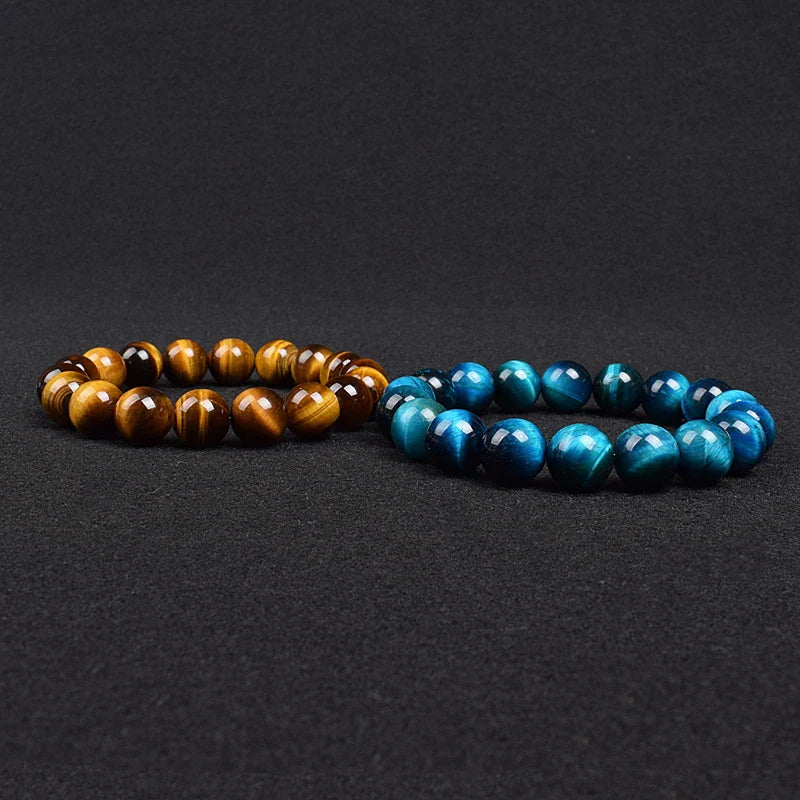 Real Natural Blue Tiger Eye Bracelet Azure Color