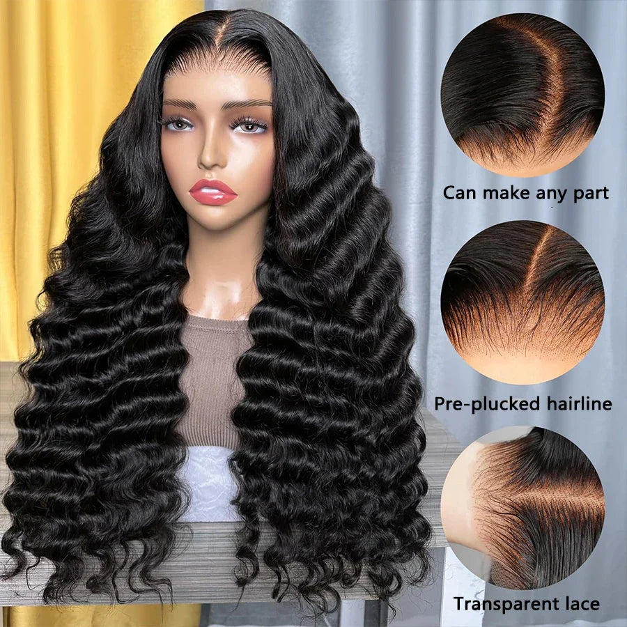 210% Density Loose Deep Wave Human Hair Lace