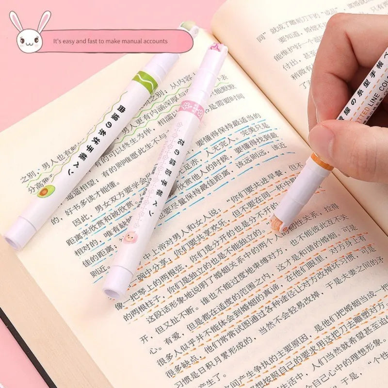 1/6Pcs/set Kawaii Flowers Line Shaped Highlighter Pens Roller