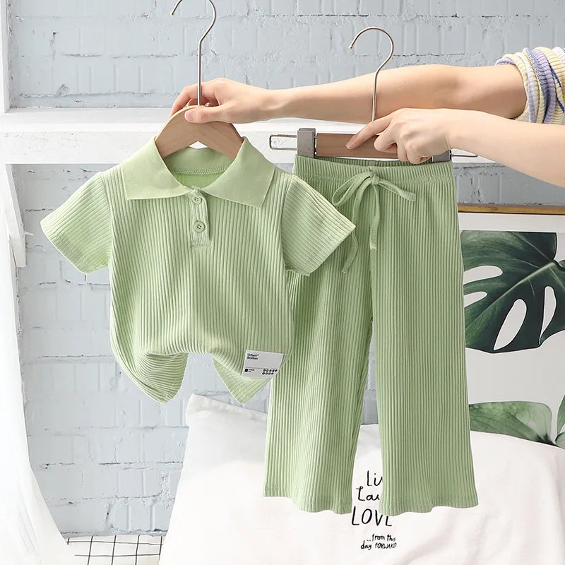 Girls Summer Clothing Suit Children Short-Sleeved Polo Shirt