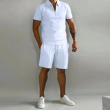 Summer New Solid Color Men's Sets High Street