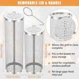 Stainless Steel BBQ Grill Basket Set Cylinder Barbecue