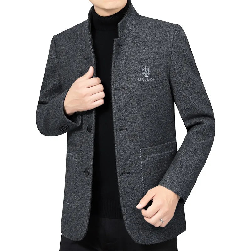 Men Business Casual Woolen Blazers Jackets Wool Suits