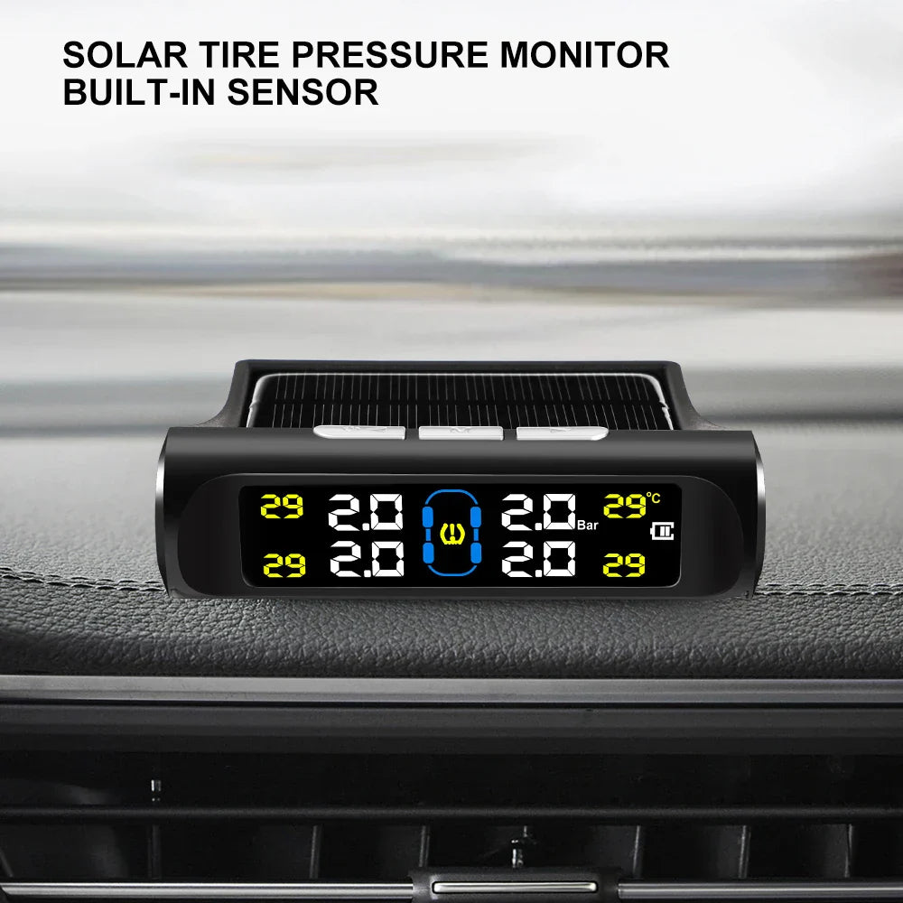 Solar Car TPMS Tire Pressure Alarm Digital Colorful