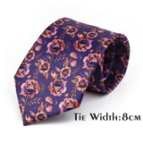 Vintage Floral Geometric Print Necktie Unique Style Mens