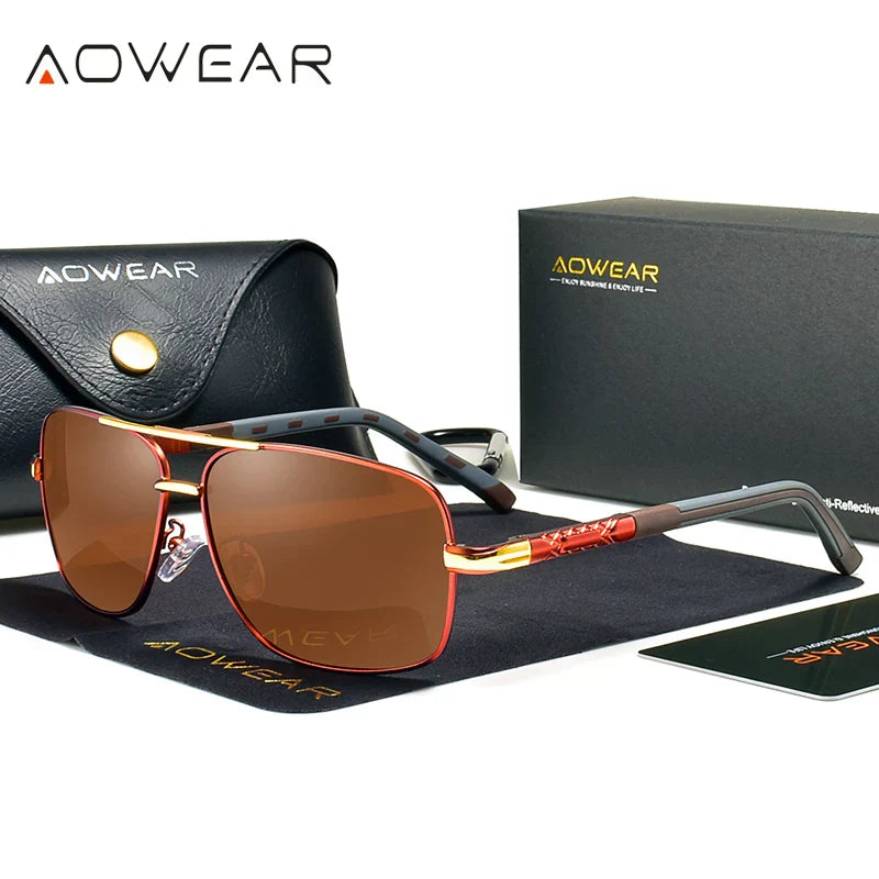 AOWEAR Men's Polarized Mirrored Sunglasses for Men Women