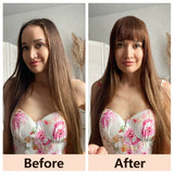 Human Hair Bangs 3 Clips 3D Blunt Cut