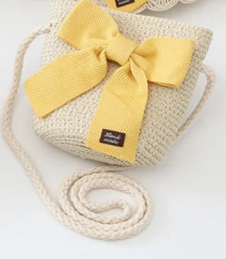 2pcs Set Summer Straw Hat With Bag For