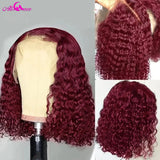 180 Density Short Burgundy Red Kinky Curly Bob