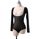 Long Sleeve Bodycon Gauze Top Sheer Pure Mesh