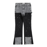 High Street Spliced Speckled Ink Micro Flare Pants